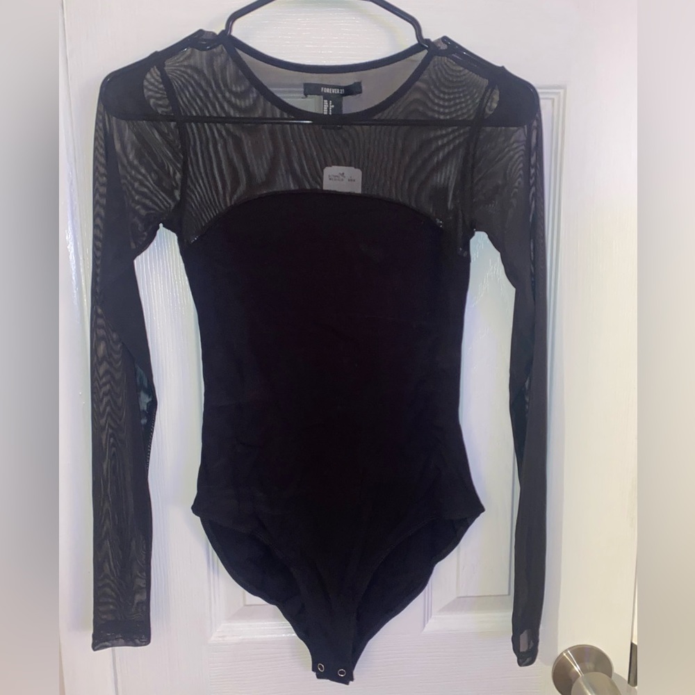 Mesh long sleeve bodysuit
